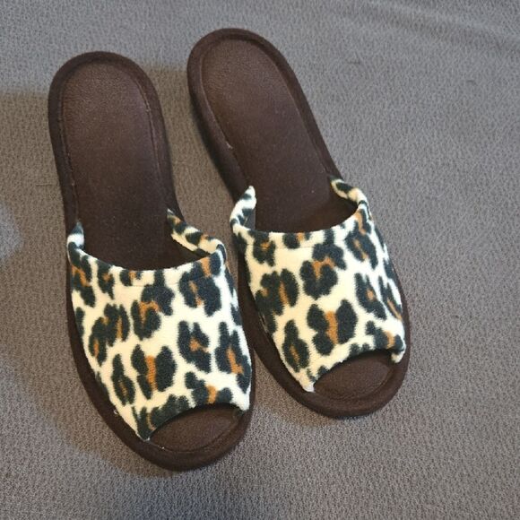 Leopard Print Slide Sandals - Picture 1 of 5